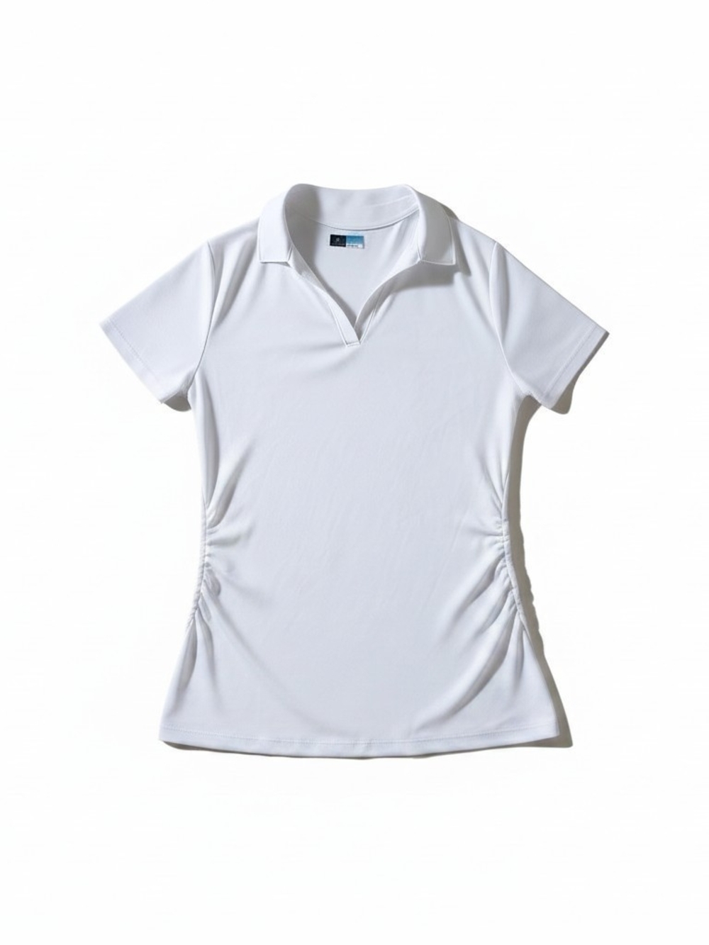PGA Tour White Short-Sleeve Ruched Polo Top